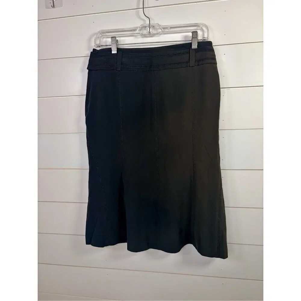 Karen Millen Women's Paneled Bow Belted Flared Hem Mini Skirt Black Size 6